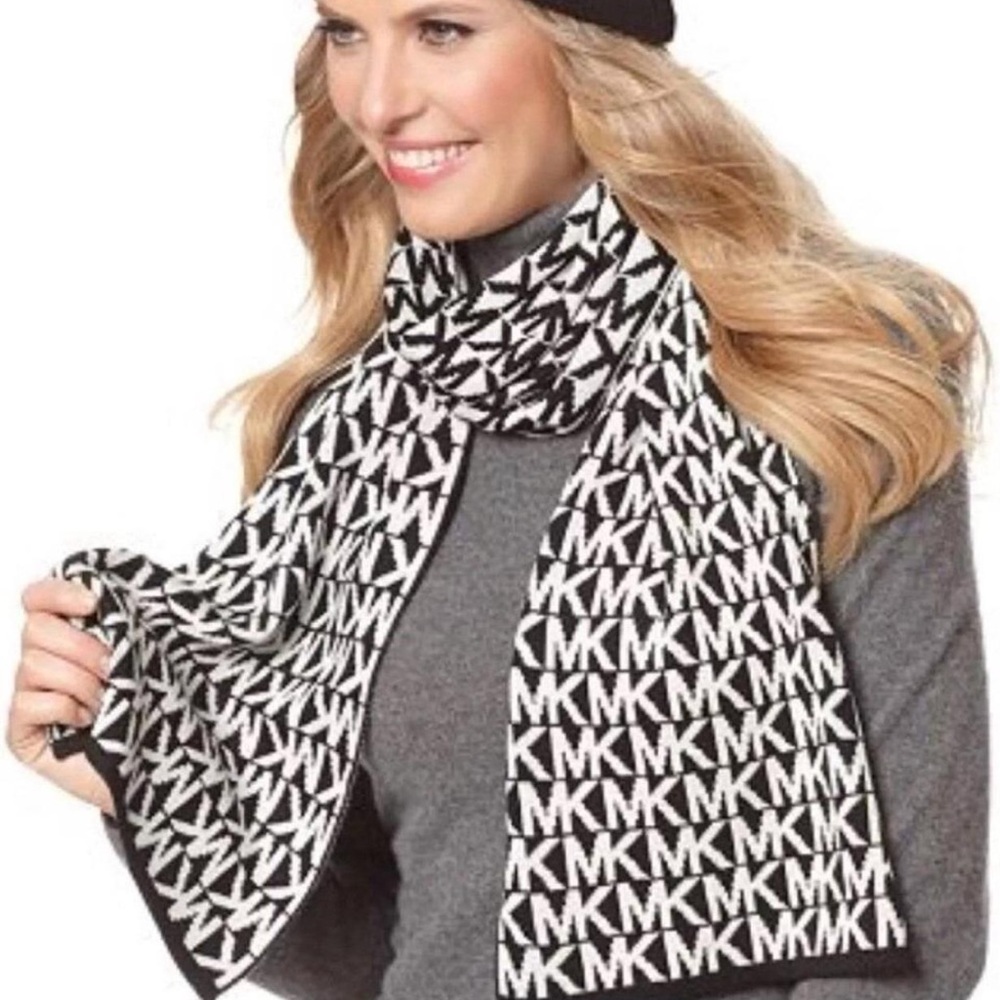 Michael Kors Monogram Black and White Scarf